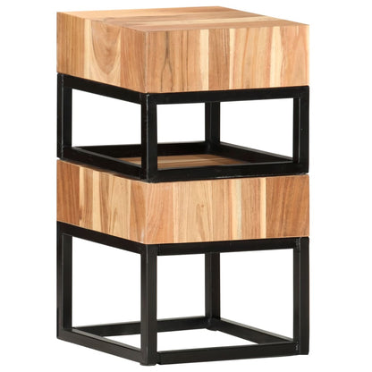 Tavolini 2 pz in Legno Massello di Acacia