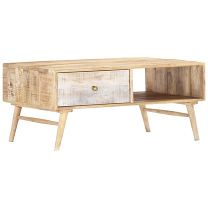 Tavolino da Salotto 88x60x40 cm in Legno Massello di Mango