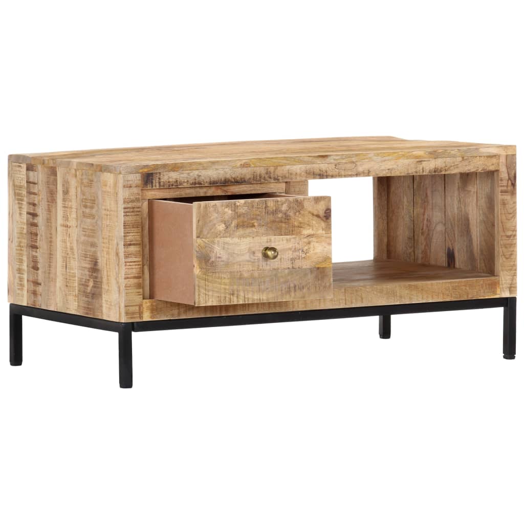 Tavolino da Salotto 88x50x42 cm in Legno Massello di Mango
