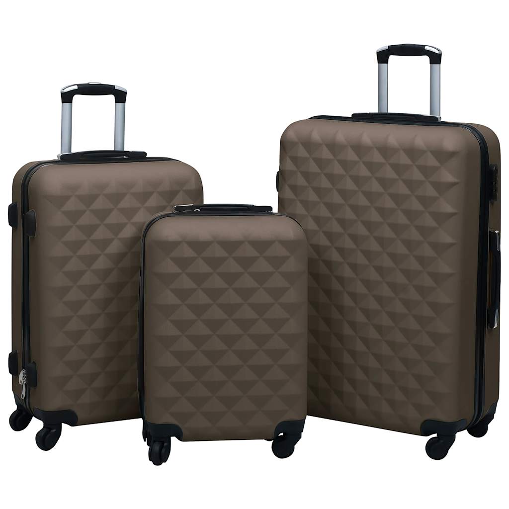 Set Valigie Trolley a Custodia Rigida 3 pz Marrone in ABS