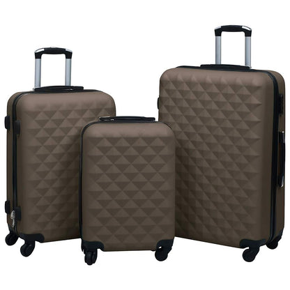 Set Valigie Trolley a Custodia Rigida 3 pz Marrone in ABS
