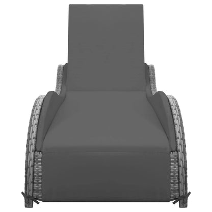 Lettino Prendisole con Cuscino in Polyrattan Antracite