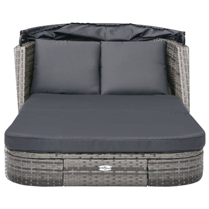 Lettino Prendisole con Baldacchino in Polyrattan Antracite