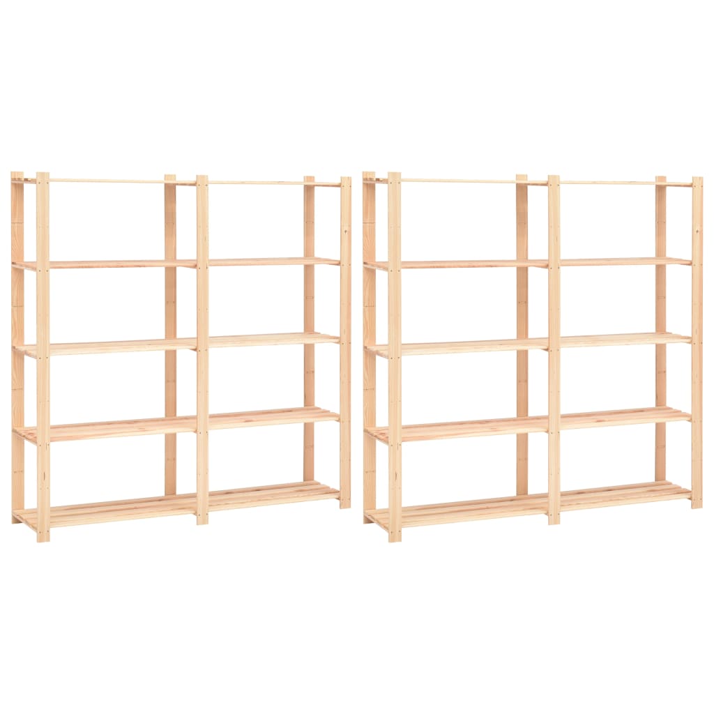 Scaffali a 5 Livelli 2 pz 80x38x170 cm Massello Pino 500 kg