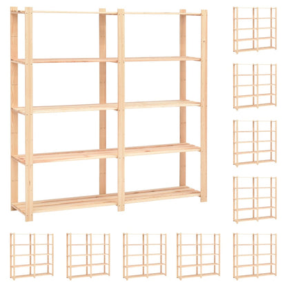Scaffali a 5 Livelli 10 pz 170x38x170cm in Massello Pino 500 kg
