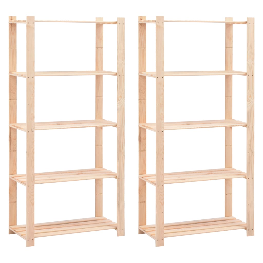 Scaffali a 5 Livelli 2 pz 80x38x170 cm in Massello Pino 250 kg