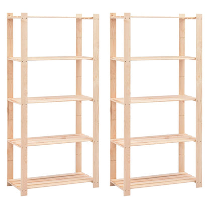 Scaffali a 5 Livelli 2 pz 80x38x170 cm in Massello Pino 250 kg