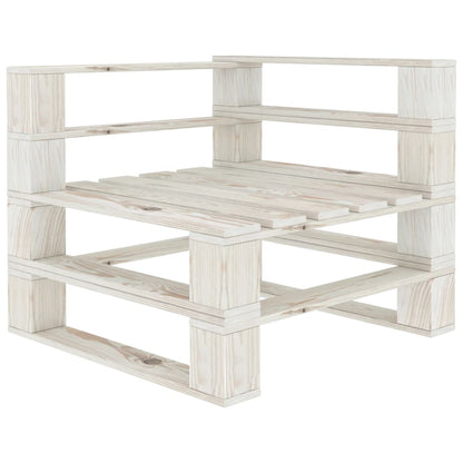 Divano Angolare da Giardino su Pallet in Legno Bianco
