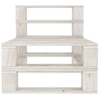 Divano Centrale da Giardino su Pallet in Legno Bianco