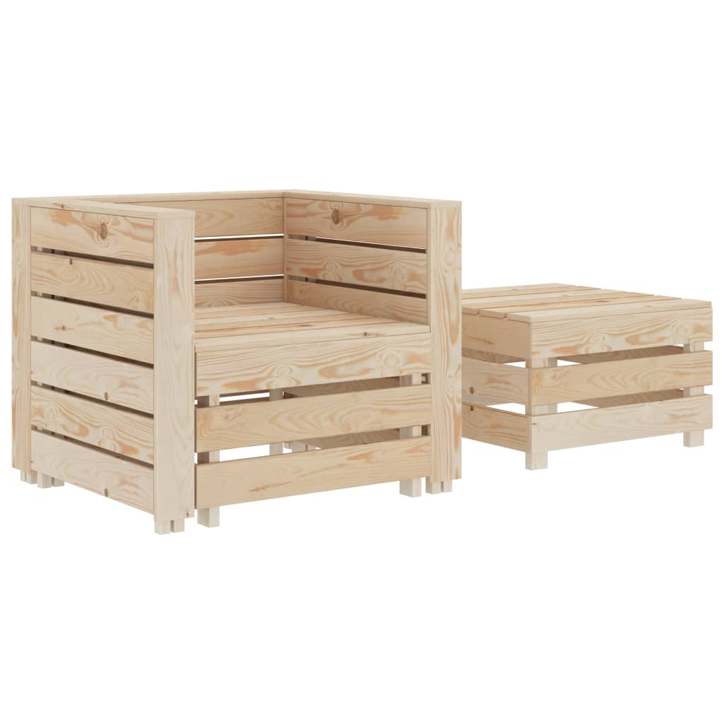Set Salotto da Giardino Pallet 2 pz in Legno