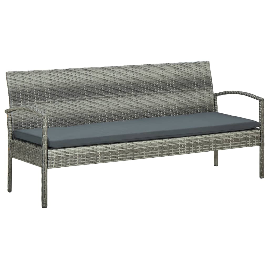 Set Divani da Giardino 5pz con Cuscini in Polyrattan Grigio