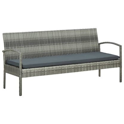 Set Divani da Giardino 5pz con Cuscini in Polyrattan Grigio