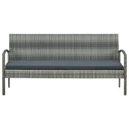 Divano da Giardino a 3 Posti con Cuscini in Polyrattan Grigio
