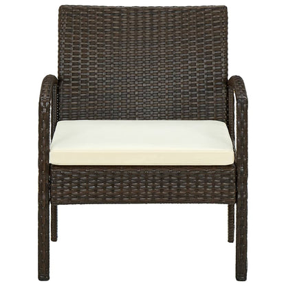 Sedia da Giardino con Cuscino in Polyrattan Marrone