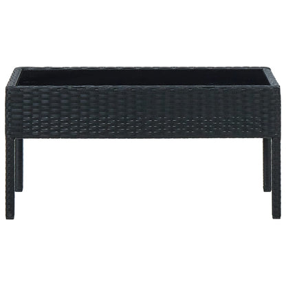 Tavolo da Giardino Nero 75x40x37 cm in Polyrattan