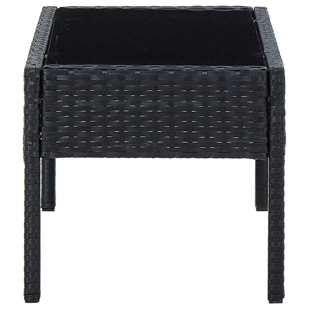 Tavolo da Giardino Nero 75x40x37 cm in Polyrattan