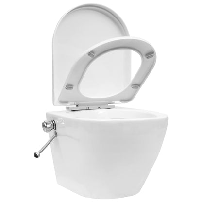 Toilette senza Bordo Sospesa con Funzione Bidet Ceramica Bianca