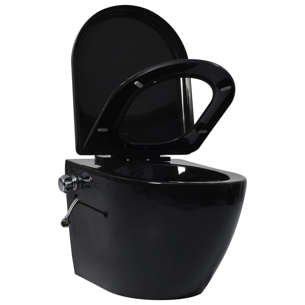 Toilette senza Bordo Sospesa con Funzione Bidet Ceramica Nera