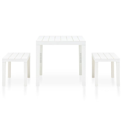 Tavolo da Giardino con 2 Panche in Plastica Bianco