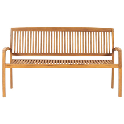 Panchina Giardino Impilabile 3 Posti 159 cm Legno Massello Teak