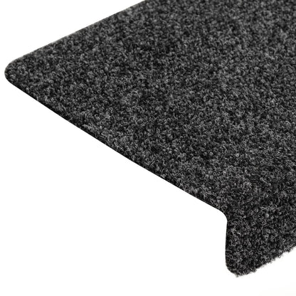 Tappetini per scale autoadesivi 15 pz 65x21x4 cm Grigio Scuro bordo rettangolare