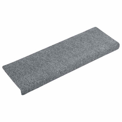 Tappetini per scale autoadesivi 15 pz 65x21x4 cm Grigio chiaro bordo rettangolare