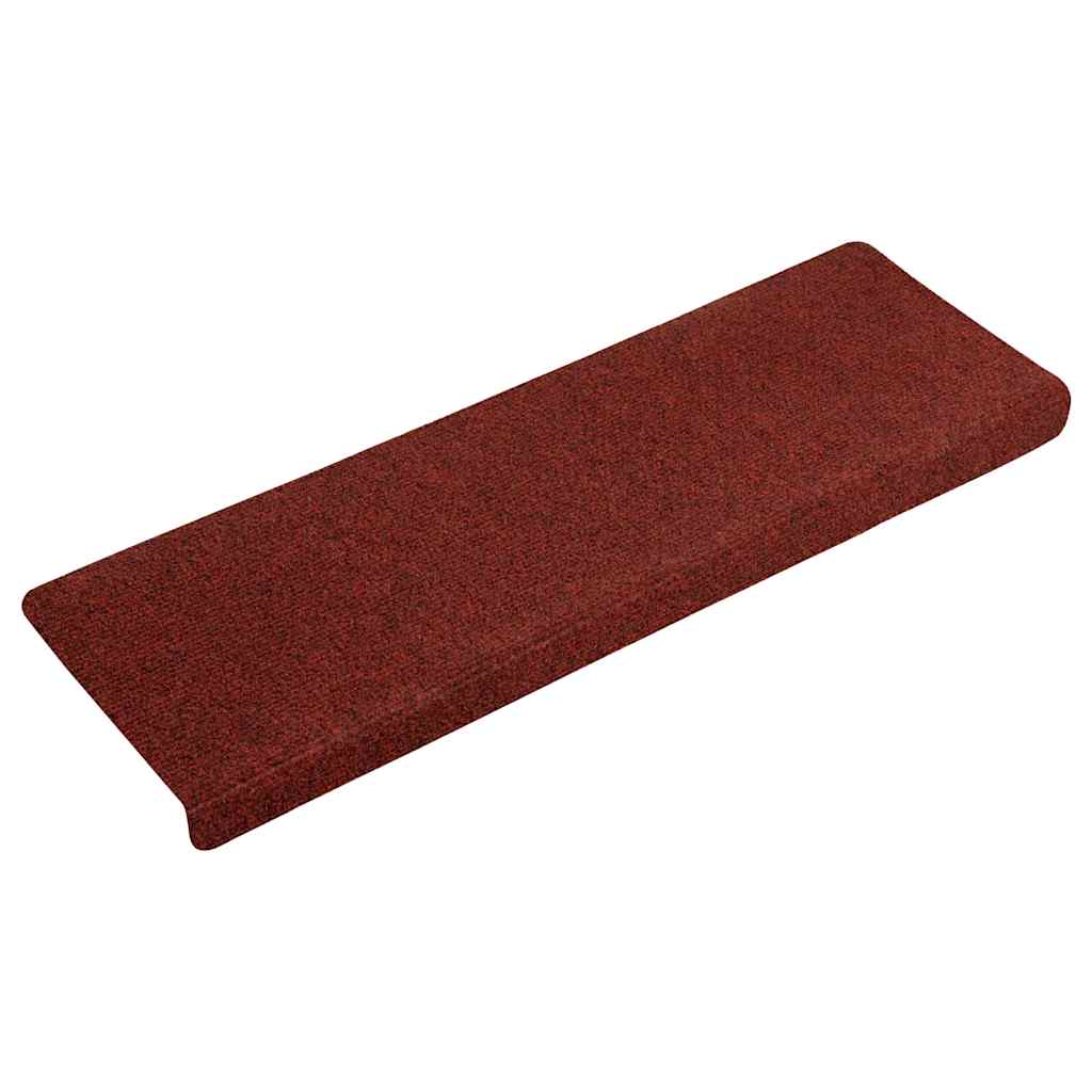 Tappetini per scale autoadesivi 15 pz 65x21x4 cm Bordeaux Rosso Bordo rettangolare