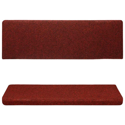 Tappetini per scale autoadesivi 15 pz 65x21x4 cm Bordeaux Rosso Bordo rettangolare