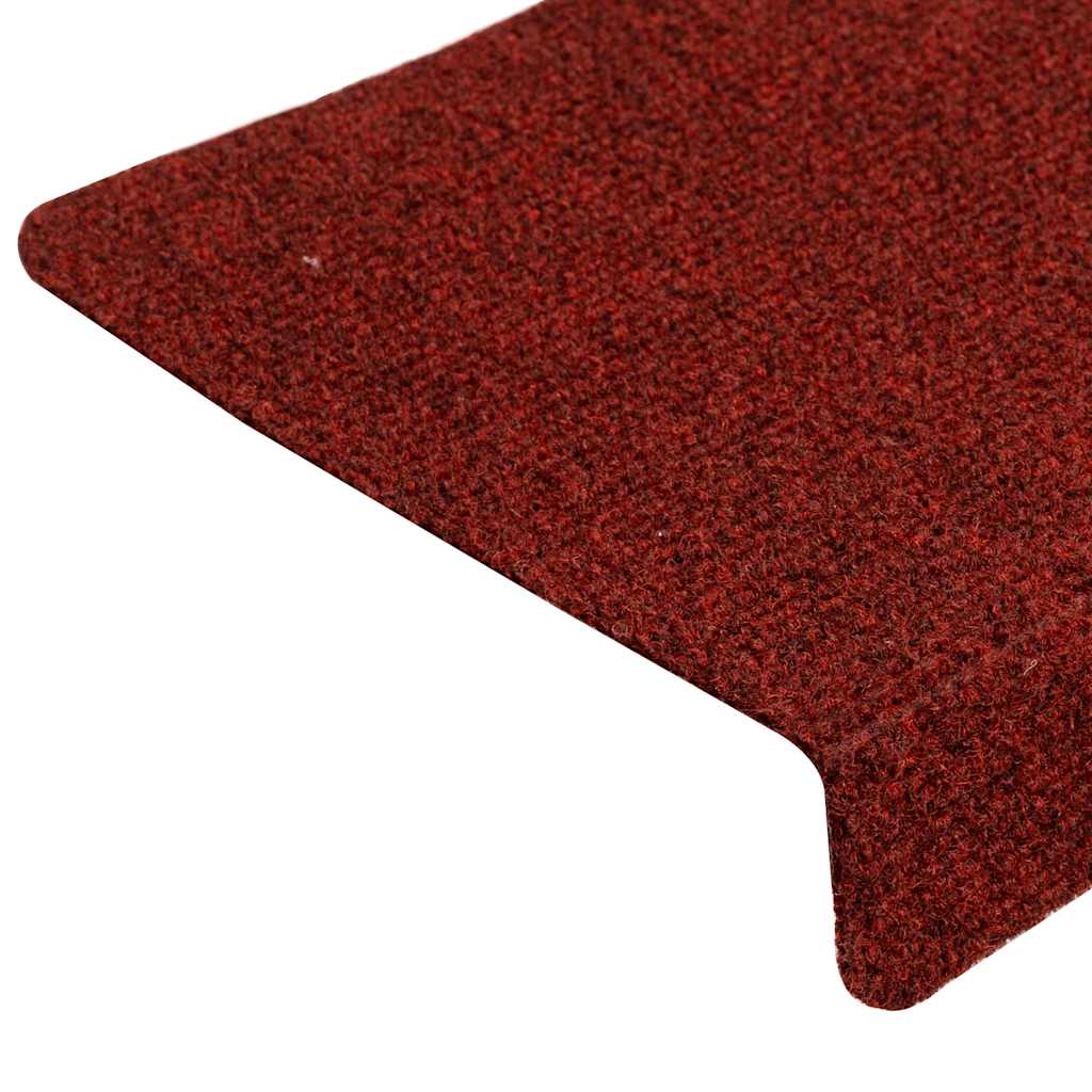 Tappetini per scale autoadesivi 15 pz 65x21x4 cm Bordeaux Rosso Bordo rettangolare