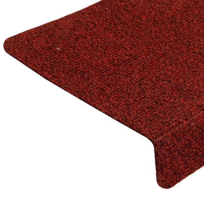 Tappetini per scale autoadesivi 15 pz 65x21x4 cm Bordeaux Rosso Bordo rettangolare