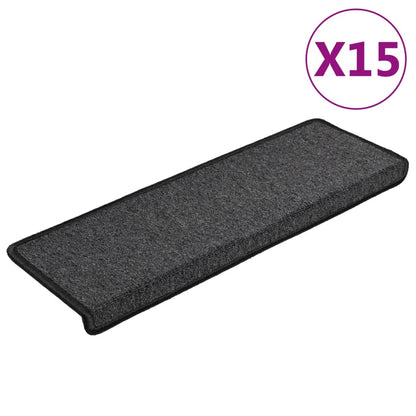 Tappetini per scale 15 pz 65x21x4 cm Antracite Bordo rettangolare