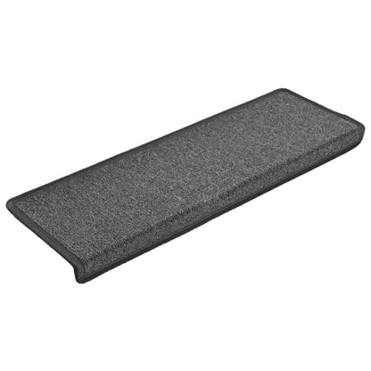 Tappetini per scale 15 pz 65x21x4 cm Grigio scuro Bordo rettangolare
