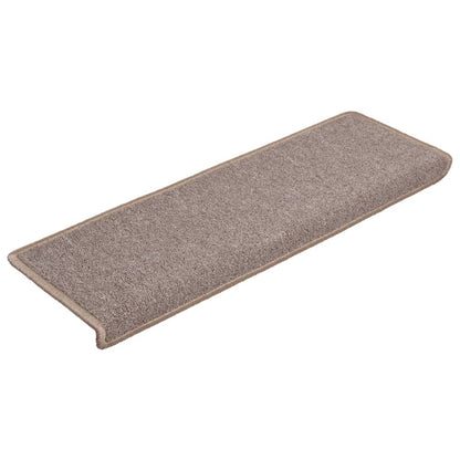 Tappetini per scale 15 pz 65x21x4 cm Marrone chiaro Bordo rettangolare