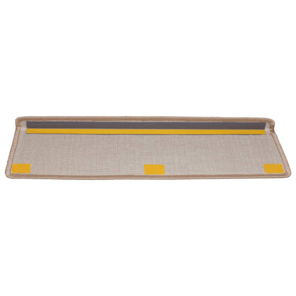 Tappetini per scale 15 pz 65x21x4 cm Marrone chiaro Bordo rettangolare
