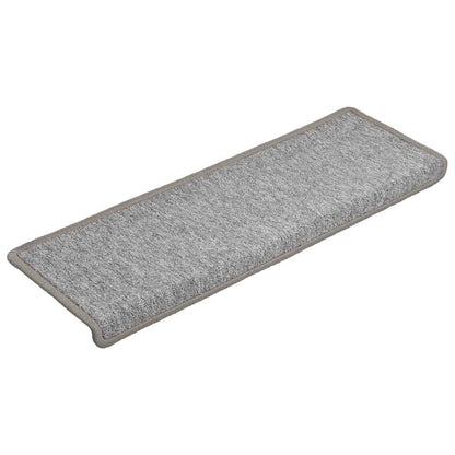 Tappetini per scale 15 pz 65x21x4 cm Grigio chiaro Bordo rettangolare
