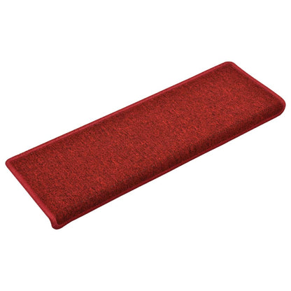 Tappetini per scale 15 pz 65x21x4 cm Rossi rettangolare