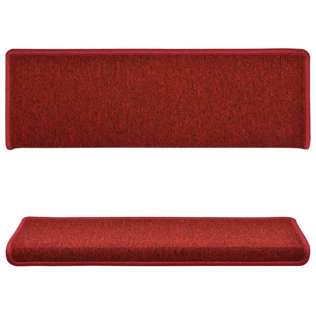 Tappetini per scale 15 pz 65x21x4 cm Rossi rettangolare