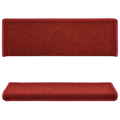 Tappetini per scale 15 pz 65x21x4 cm Rossi rettangolare