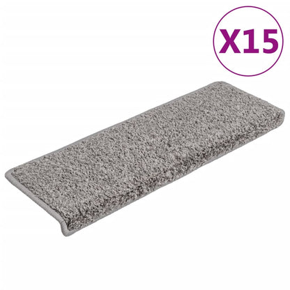 Tappetini per scale 15 pz 65x21x4 cm Grigio Bordo rettangolare