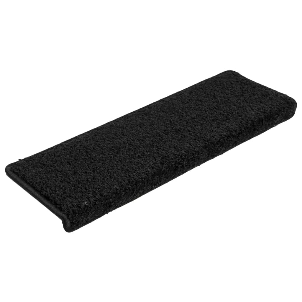 Tappetini per scale 15 pz 65x21x4 cm Nero Bordo rettangolare
