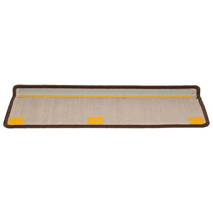 Tappetini per scale 15 pz 65x21x4 cm Marrone Bordo rettangolare