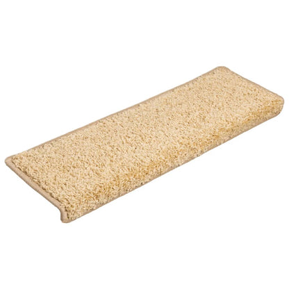 Tappetini per scale 15 pz 65x21x4 cm Crema Bordo rettangolare