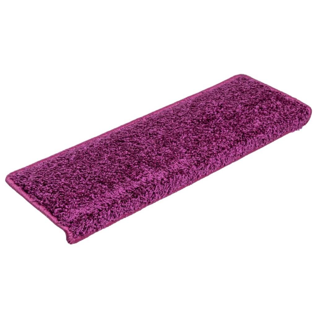Tappetini per scale 15 pz 65x21x4 cm Viola Bordo rettangolare