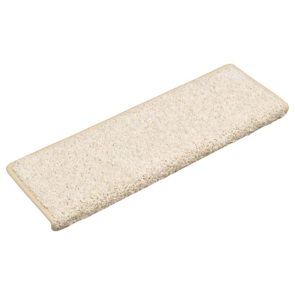 Tappetini per scale 15 pz 65x21x4 cm bianchi con bordo rettangolare