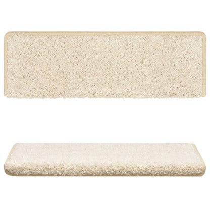 Tappetini per scale 15 pz 65x21x4 cm bianchi con bordo rettangolare