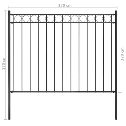 Recinzione da Giardino in Acciaio 1,7x1,2 m Nera