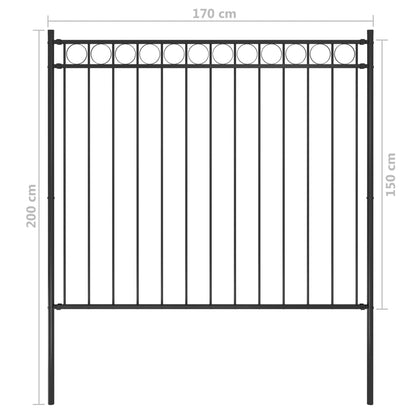 Recinzione da Giardino in Acciaio 1,7x1,5 m Nera