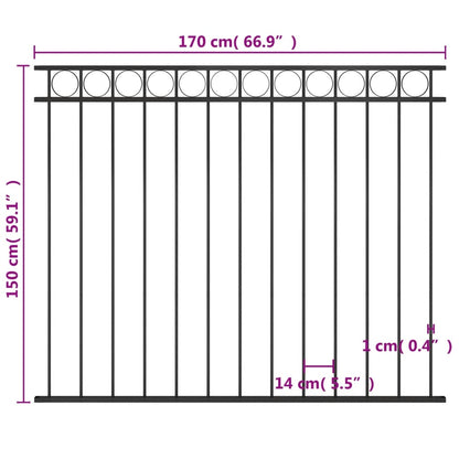 Pannello di Recinzione in Acciaio 1,7x1,5 m Nero