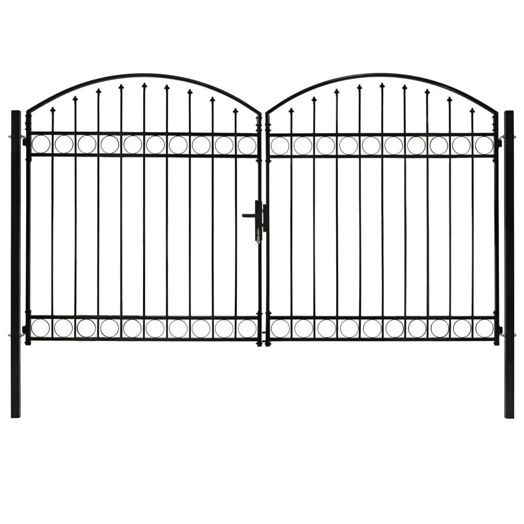 Cancello a Doppia Anta ad Arco in Acciaio 300x200 cm Nero