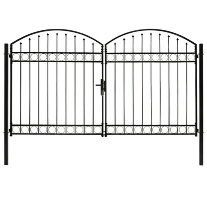 Cancello a Doppia Anta ad Arco in Acciaio 300x200 cm Nero
